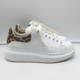 Alexander McQueen Oversized Sneakers White Leather & Leopard Suede Size 36
