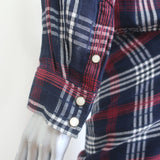 Veronica Beard Emory Ruched Mini Shirt Dress Navy Plaid Cotton-Blend Size 10 NEW