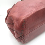 Henry Beguelin Wood Toggle Tote Red Leather Large Shoulder Bag