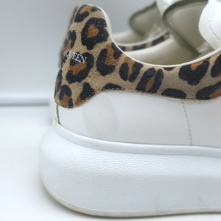 Alexander McQueen Oversized Sneakers White Leather &amp; Leopard Suede Size 36