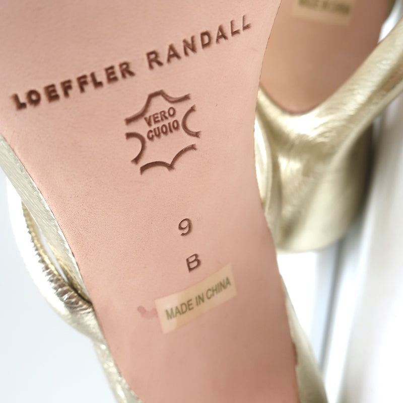 Loeffler Randall Margi Bow Sandals Gold Metallic Leather Size 9 NEW