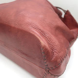 Henry Beguelin Wood Toggle Tote Red Leather Large Shoulder Bag