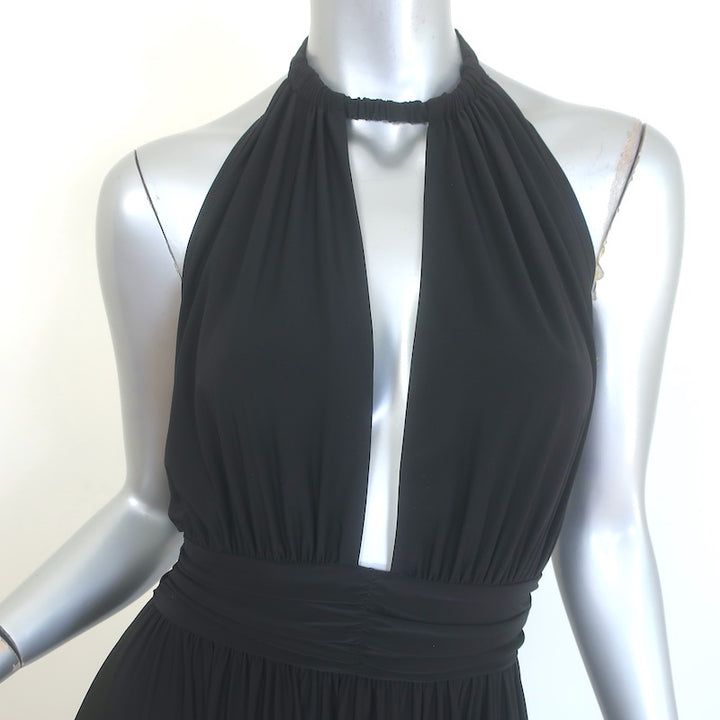 MISA Carissa Backless Halter Dress Black Stretch Jersey Size Extra Small NEW