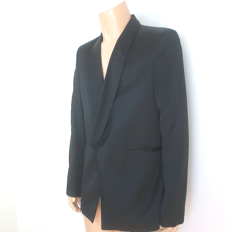 Ann Demeulemeester Satin Blazer Black Size Extra Large One-Button Jacket NEW