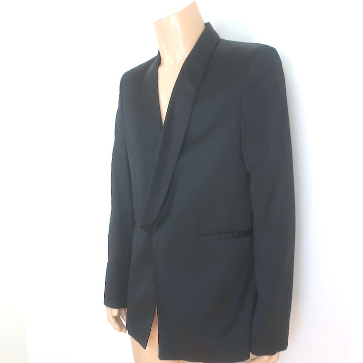 Ann Demeulemeester Satin Blazer Black Size Extra Large One-Button Jacket NEW