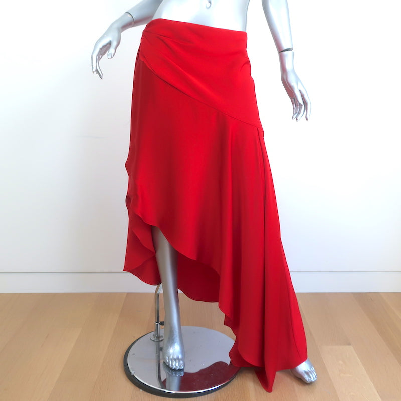 Monse Asymmetric Skirt Red Satin Size 10 Monse Asymmetric Skirt Red Satin Size 10