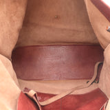 Henry Beguelin Wood Toggle Tote Red Leather Large Shoulder Bag