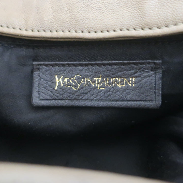 Yves Saint Laurent Roady Hobo Beige Leather Large Shoulder Bag