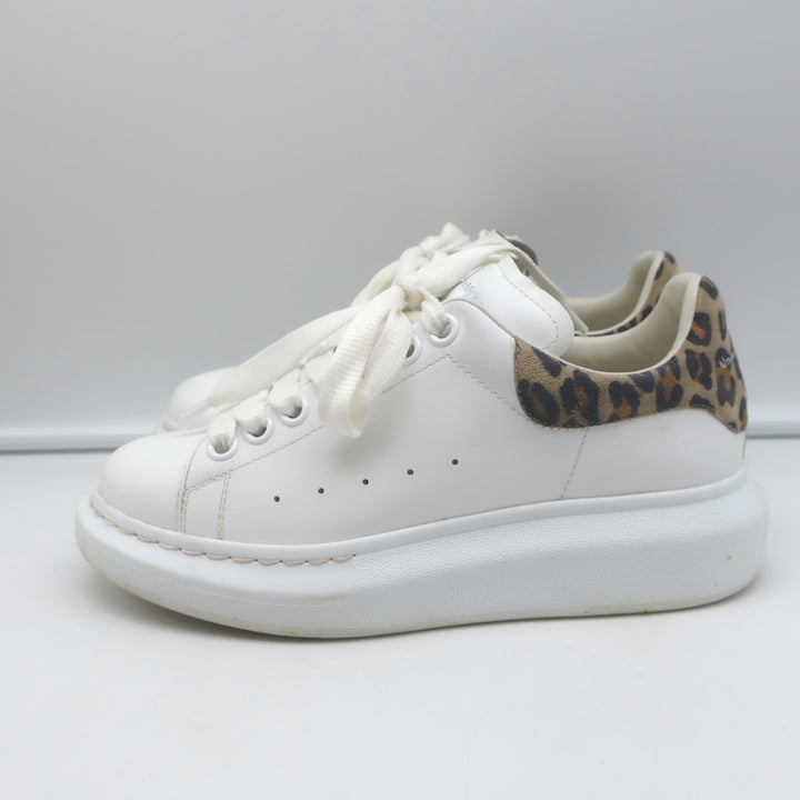 Alexander McQueen Oversized Sneakers White Leather &amp; Leopard Suede Size 36