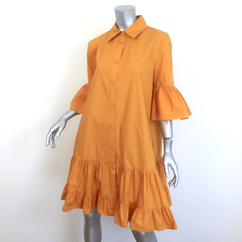 La DoubleJ Choux Ruffled Mini Dress Marigold Cotton Poplin Size Large