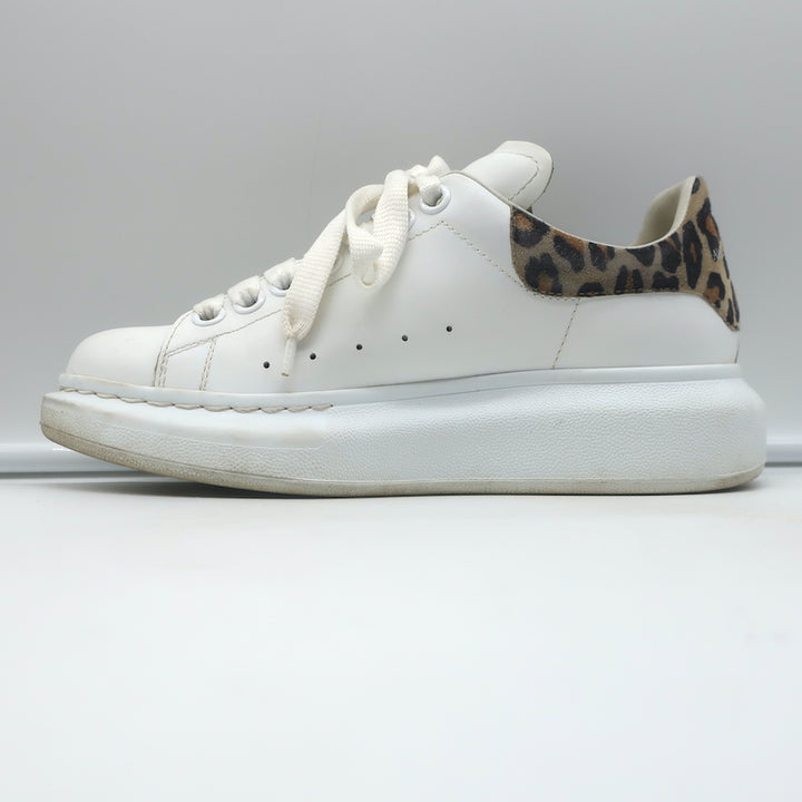 Alexander McQueen Oversized Sneakers White Leather &amp; Leopard Suede Size 36