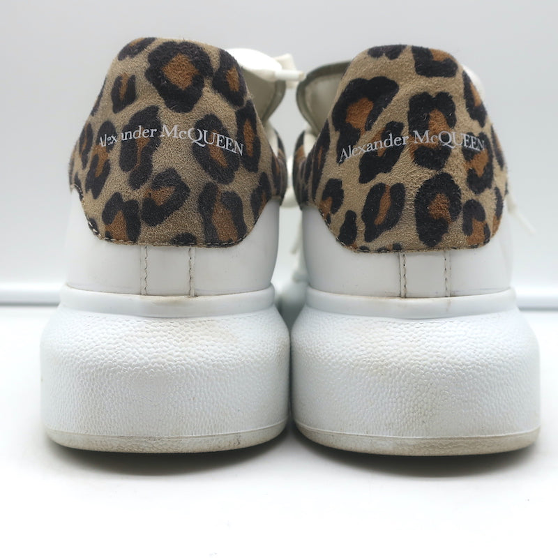 Alexander McQueen Oversized Sneakers White Leather &amp; Leopard Suede Size 36