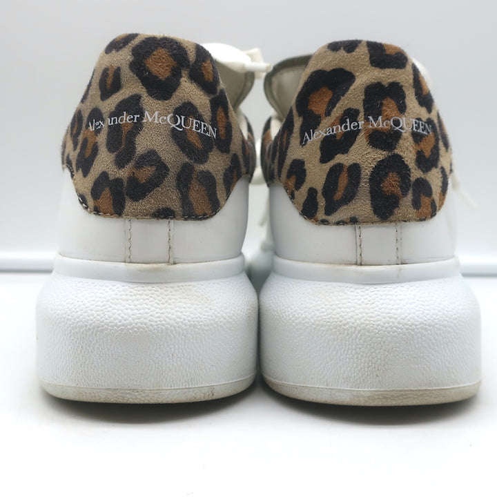 Alexander McQueen Oversized Sneakers White Leather &amp; Leopard Suede Size 36
