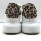 Alexander McQueen Oversized Sneakers White Leather & Leopard Suede Size 36