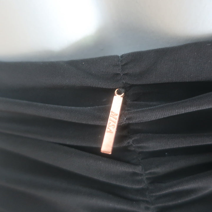 MISA Carissa Backless Halter Dress Black Stretch Jersey Size Extra Small NEW