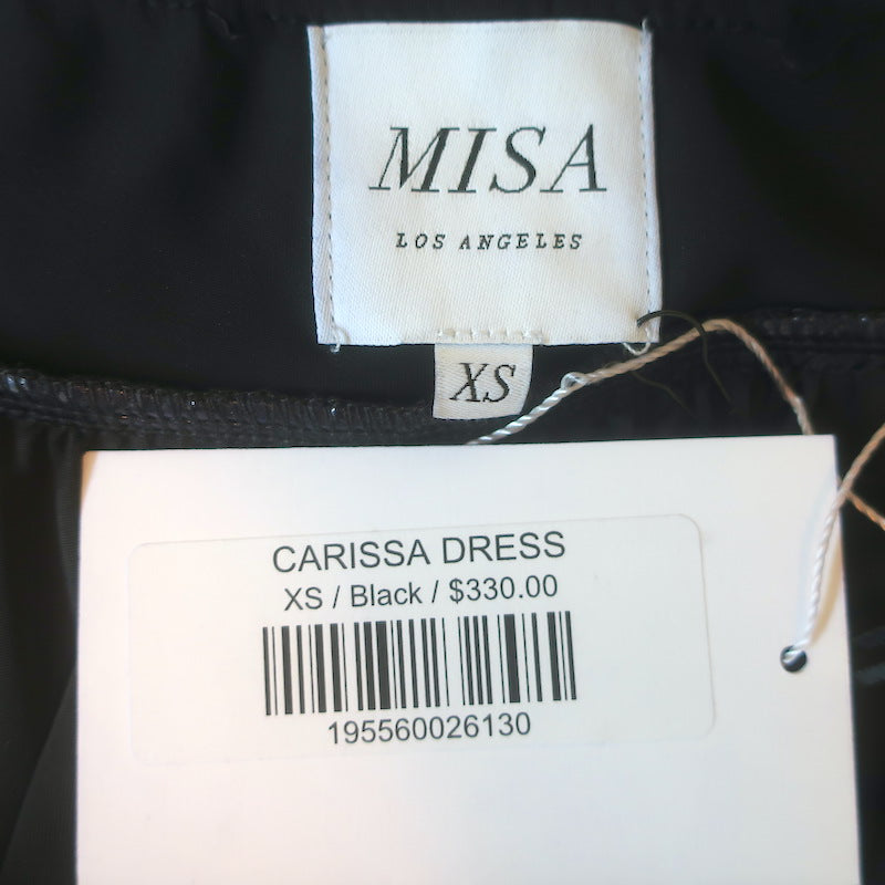 MISA Carissa Backless Halter Dress Black Stretch Jersey Size Extra Small NEW