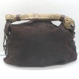 Henry Beguelin Snakeskin-Strap Hobo Dark Brown Suede Small Shoulder Bag
