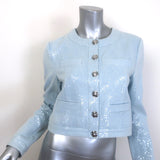 Derek Lam 10 Crosby Penny Cropped Sequin Jacket Light Blue Size 0