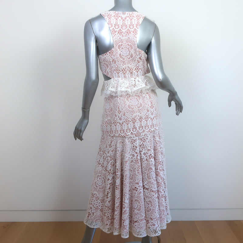 Alexis Cutout Midi Dress Aldridge Ivory Ruffled Lace Size Medium