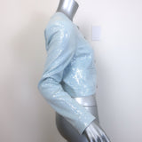 Derek Lam 10 Crosby Penny Cropped Sequin Jacket Light Blue Size 0