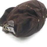 Henry Beguelin Snakeskin-Strap Hobo Dark Brown Suede Small Shoulder Bag