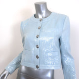 Derek Lam 10 Crosby Penny Cropped Sequin Jacket Light Blue Size 0