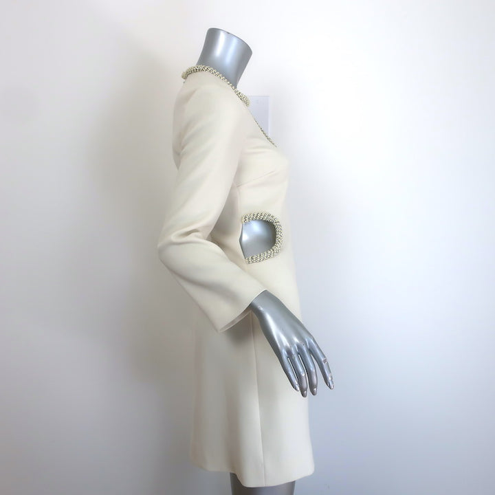 Jonathan Simkhai Katherine Diamante Cutout Mini Dress Cream Crepe Size 0 NEW