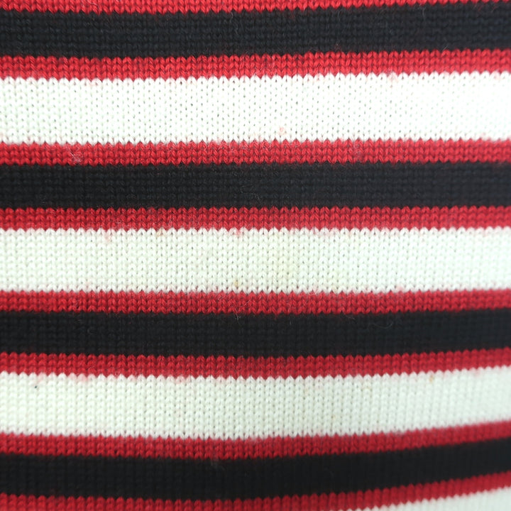 Saint Laurent Buttoned-Shoulder Striped Sweater Cream &amp; Red Wool Size Medium