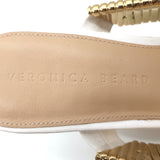 Veronica Beard Meena Metal-Strap Mules Cream Leather Size 8 Open Toe Sandals