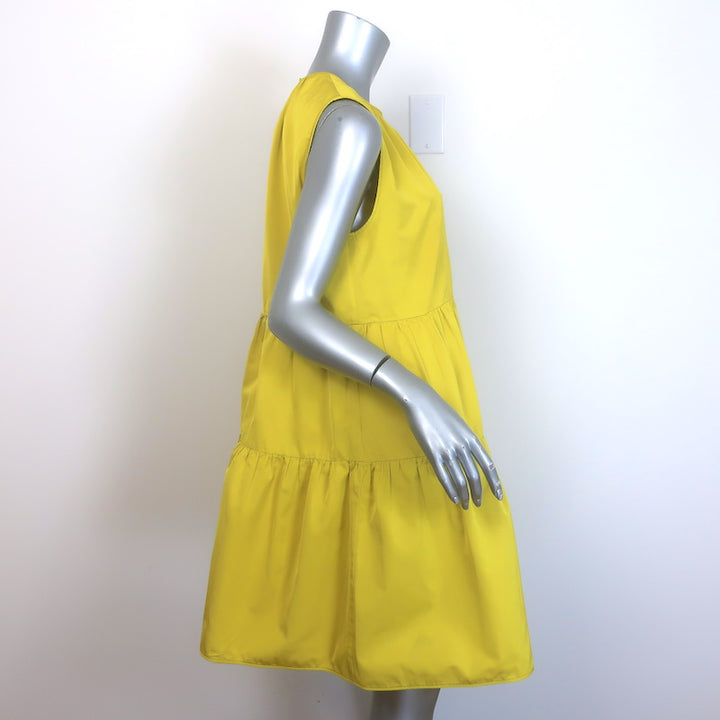 No. 21 Sleeveless Tiered Mini Dress Yellow Taffeta Size 44