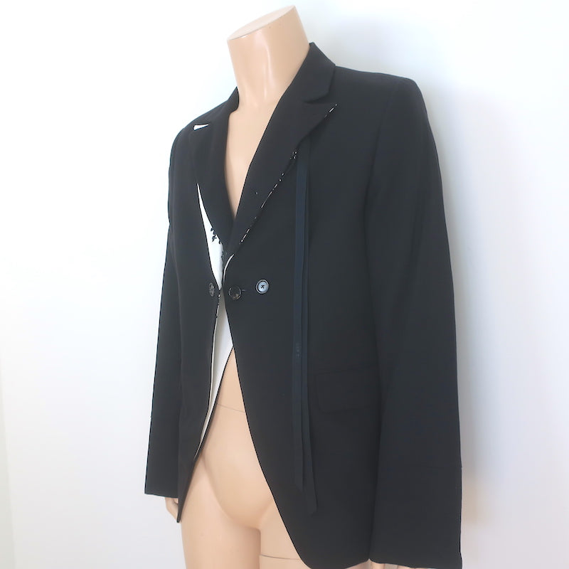 Ann Demeulemeester Double-Lapel Blazer Black Cotton-Linen Size Large
