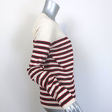 Saint Laurent Buttoned-Shoulder Striped Sweater Cream & Red Wool Size Medium