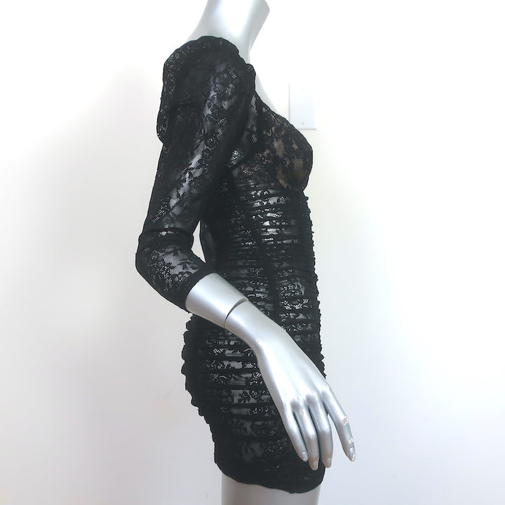 For Love &amp; Lemons Ruched Lace Bustier Mini Dress Black Sz Extra Extra Small NEW