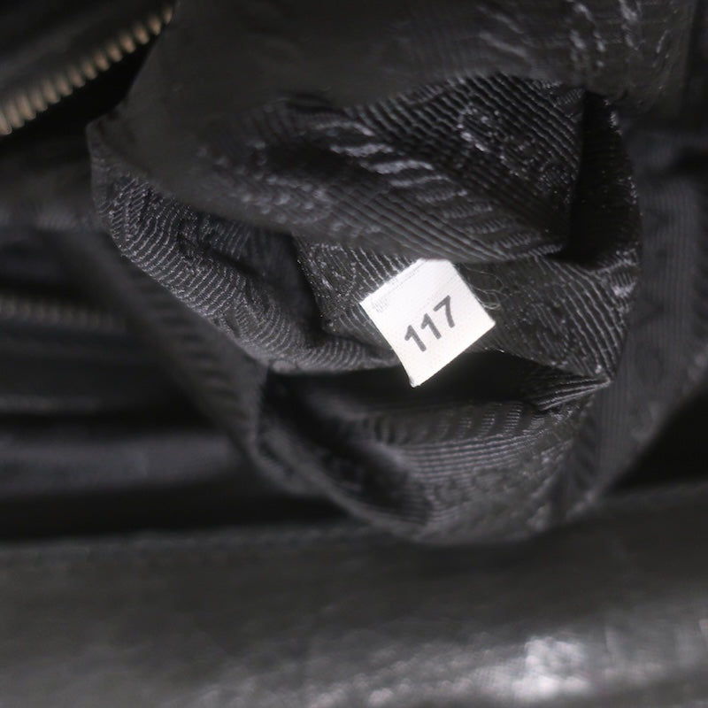 Prada Tessuto Gaufre Braided Strap Large Shoulder Bag Black Leather-Trim Nylon
