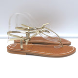 Doen x K.Jacques Cote T-Strap Flat Sandals Gold Metallic Leather Size 39 NEW