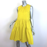 No. 21 Sleeveless Tiered Mini Dress Yellow Taffeta Size 44