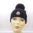 Moncler Berretto Fox Fur Pom Pom Beanie Black Ribbed Virgin Wool Size Youth Large