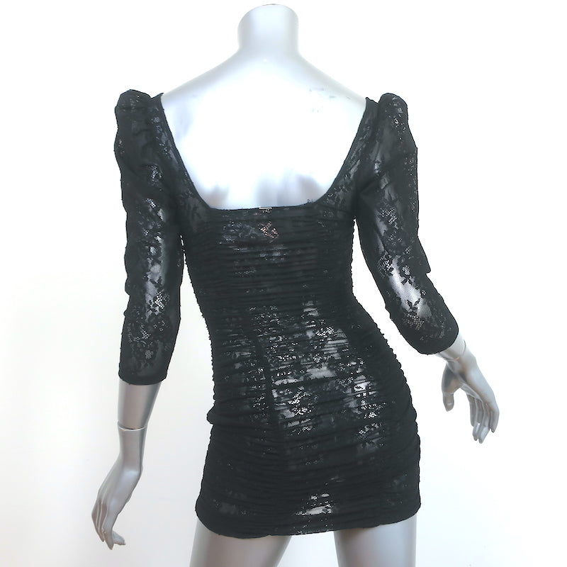 For Love &amp; Lemons Ruched Lace Bustier Mini Dress Black Sz Extra Extra Small NEW