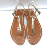 Doen x K.Jacques Cote T-Strap Flat Sandals Gold Metallic Leather Size 39 NEW