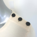 Saint Laurent Buttoned-Shoulder Striped Sweater Cream & Red Wool Size Medium