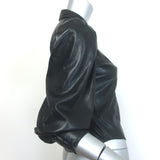 Alice + Olivia Nadine Faux Leather Puff Sleeve Blouse Black Size Extra Small