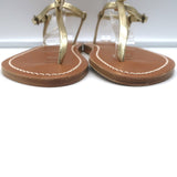 Doen x K.Jacques Cote T-Strap Flat Sandals Gold Metallic Leather Size 39 NEW