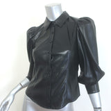 Alice + Olivia Nadine Faux Leather Puff Sleeve Blouse Black Size Extra Small