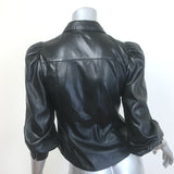 Alice + Olivia Nadine Faux Leather Puff Sleeve Blouse Black Size Extra Small