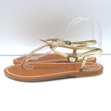 Doen x K.Jacques Cote T-Strap Flat Sandals Gold Metallic Leather Size 39 NEW