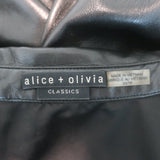 Alice + Olivia Nadine Faux Leather Puff Sleeve Blouse Black Size Extra Small