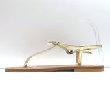 Doen x K.Jacques Cote T-Strap Flat Sandals Gold Metallic Leather Size 39 NEW