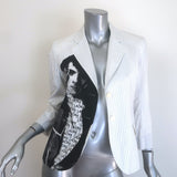 Libertine LACMA Print Pinstriped Blazer White/Blue Size Extra Small