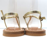 Doen x K.Jacques Cote T-Strap Flat Sandals Gold Metallic Leather Size 39 NEW