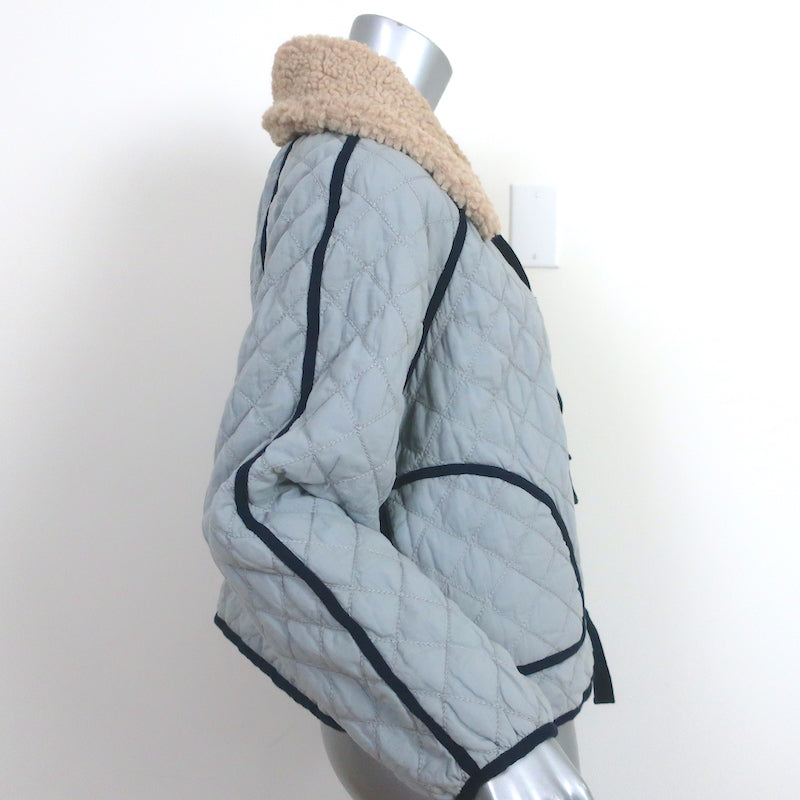 THE GREAT The Short Quilted Reversible Jacket Stone Blue/Floral Print Size 2